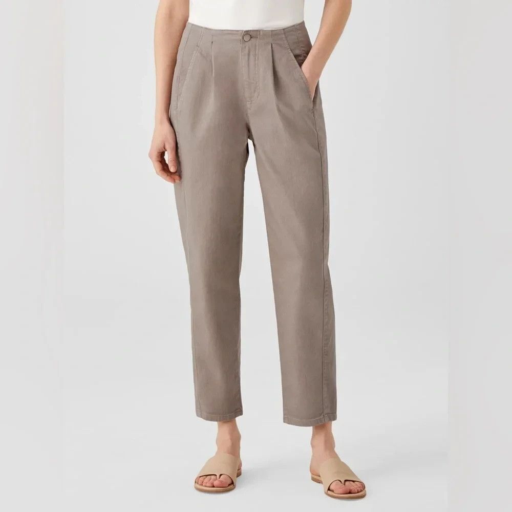 Eileen Fisher Organic Cotton Denim Tapered Pants Light Barley Ankle Jeans 4